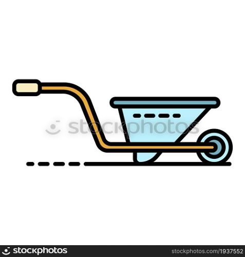 Wheelbarrow icon. Outline wheelbarrow vector icon color flat isolated. Wheelbarrow icon color outline vector