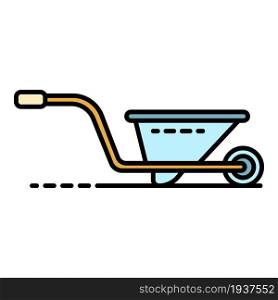 Wheelbarrow icon. Outline wheelbarrow vector icon color flat isolated. Wheelbarrow icon color outline vector