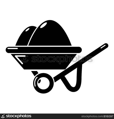 Wheelbarrow icon. Simple illustration of wheelbarrow vector icon for web. Wheelbarrow icon, simple black style