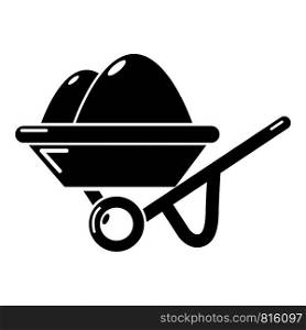 Wheelbarrow icon. Simple illustration of wheelbarrow vector icon for web. Wheelbarrow icon, simple black style