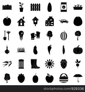 Wheelbarrow icons set. Simple style of 36 wheelbarrow vector icons for web isolated on white background. Wheelbarrow icons set, simple style