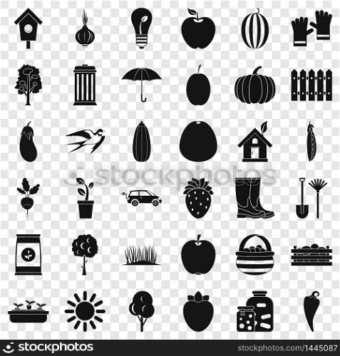 Wheelbarrow icons set. Simple style of 36 wheelbarrow vector icons for web for any design. Wheelbarrow icons set, simple style