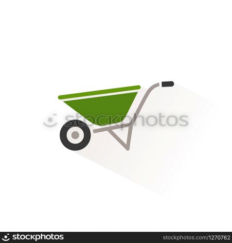 Wheelbarrow. Isolated color icon. Gardening glyph vector illustration