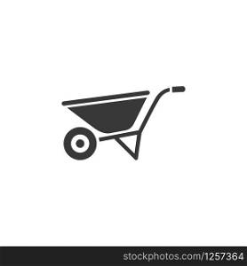 Wheelbarrow. Isolated icon. Gardening glyph vector illustration