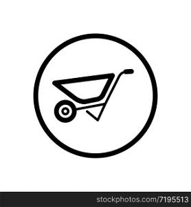 Wheelbarrow. Outline icon in a circle. Isolated gardening vector illustration