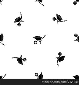 Wheelbarrow pattern repeat seamless in black color for any design. Vector geometric illustration. Wheelbarrow pattern seamless black