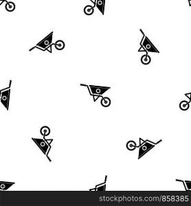 Wheelbarrow pattern repeat seamless in black color for any design. Vector geometric illustration. Wheelbarrow pattern seamless black