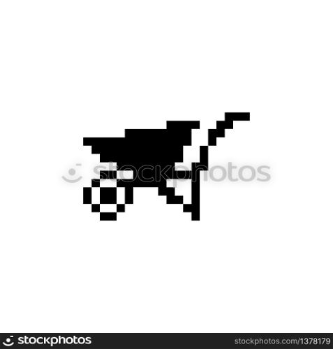 wheelbarrow. Pixel icon. Isolated gardening vector illustration