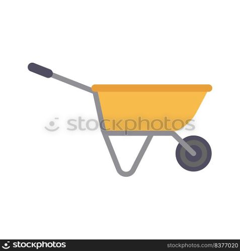 Wheelbarrow vector illustration icon tool. Gardening equipment wheel and agriculture cart. Garden farm symbol isolated white and barrow construction work. Carry load transport handle and heavy push