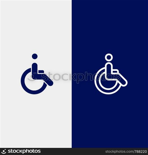 Wheelchair, Bicycle, Movement, Walk Line and Glyph Solid icon Blue banner