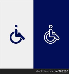 Wheelchair, Bicycle, Movement, Walk Line and Glyph Solid icon Blue banner
