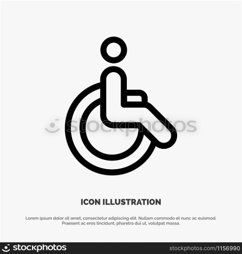 Wheelchair, Bicycle, Movement, Walk Vector Line Icon