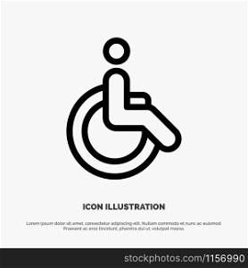 Wheelchair, Bicycle, Movement, Walk Vector Line Icon