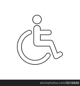 Wheelchair man silhouette, vector symbol design, flat outline icon.