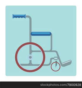 Wheelchair medical gurney on a neutral background pictogram symbol of medicine and health