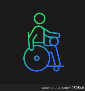 Wheelchair rugby gradient vector icon for dark theme. Competitive sport for sitting athlete. Disabled sportsmen. Thin line color symbol. Modern style pictogram. Vector isolated outline drawing. Wheelchair rugby gradient vector icon for dark theme