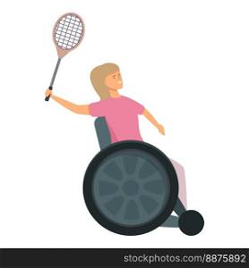 Wheelchair tennis icon cartoon vector. Physical disability. Person player. Wheelchair tennis icon cartoon vector. Physical disability