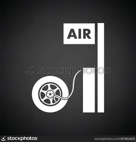 Wheels pump station icon. Black background with white. Vector illustration.