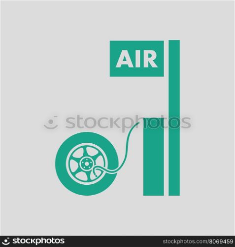 Wheels pump station icon. Gray background with green. Vector illustration.