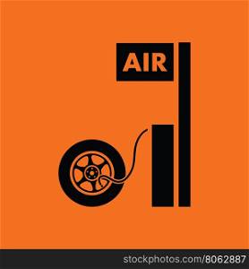 Wheels pump station icon. Orange background with black. Vector illustration.