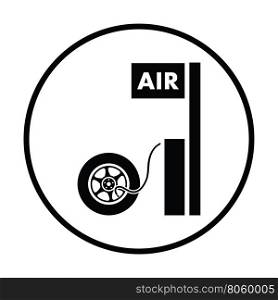 Wheels pump station icon. Thin circle design. Vector illustration.