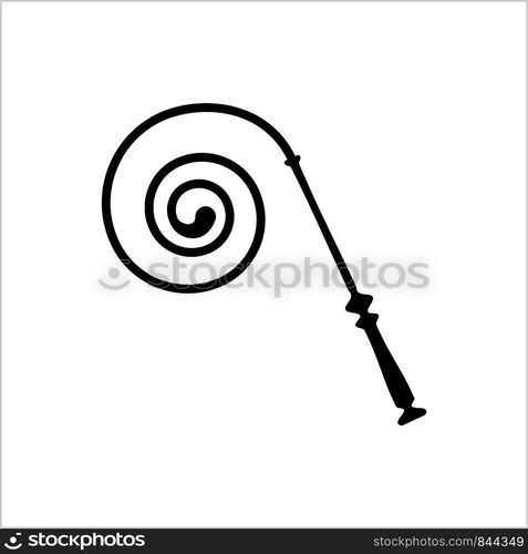 Whip Icon, Riding Whip Icon Vector Art Illustration