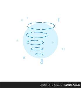 Whirlwind, cyclone, tornado spiral vector icon. Flat illustration. Filled line style. Blue monochrome design.. Whirlwind, cyclone, tornado spiral flat vector icon. Filled line style. Blue monochrome design.