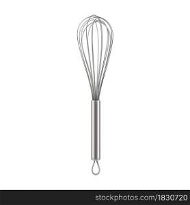 Whisk Kitchen Tool For Mixing And Whisking Vector. Stainless Whisk Cook Equipment For Mix And Prepare Culinary Cream. Metallic Kitchenware For Cooking Template Realistic 3d Illustration. Whisk Kitchen Tool For Mixing And Whisking Vector