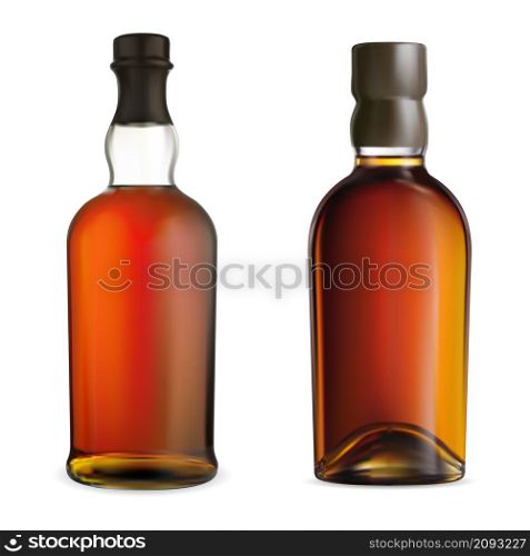Whiskey bottle blank. Kentucky bourbon brown glass bottle. Rum or brandy alcohol drink jar design with cork for branding and advertising on poster. Whiskey bottle blank. Kentucky bourbon brown glass bottle