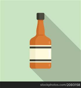 Whiskey bottle icon flat vector. Alcohol glass bottle. Liquor rum. Whiskey bottle icon flat vector. Alcohol glass bottle