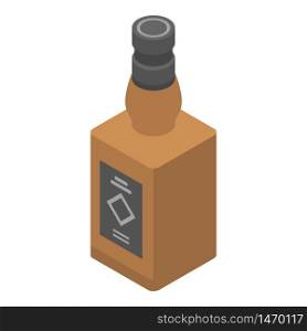 Whiskey bottle icon. Isometric of whiskey bottle vector icon for web design isolated on white background. Whiskey bottle icon, isometric style