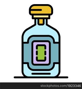 Whiskey bottle icon. Outline whiskey bottle vector icon color flat isolated on white. Whiskey bottle icon color outline vector