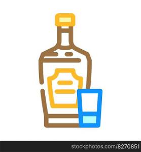 whiskey glass bottle color icon vector. whiskey glass bottle sign. isolated symbol illustration. whiskey glass bottle color icon vector illustration