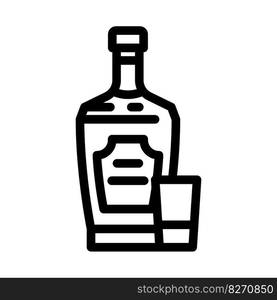 whiskey glass bottle line icon vector. whiskey glass bottle sign. isolated contour symbol black illustration. whiskey glass bottle line icon vector illustration