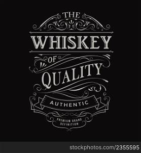 whiskey label hand drawn vintage typography blackboard border vector