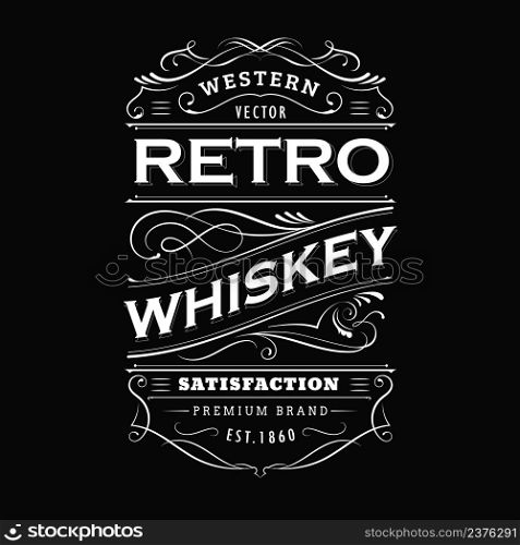 Whiskey label vintage hand drawn border typography blackboard vector