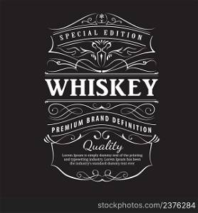 Whiskey label vintage hand drawn ornament typography blackboard border vector