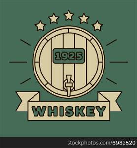 Whiskey logo design - vintage whisky label. Alcohol vintage banner whiskey. Vector illustration. Whiskey logo design - vintage whisky label