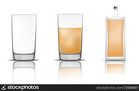 Whisky bottle glass icons set. realistic illustration of 16 whisky bottle glass vector icons for web. Whisky bottle glass icons set, realistic style