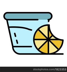 Whisky lemon glass icon. Outline whisky lemon glass vector icon color flat isolated on white. Whisky lemon glass icon color outline vector