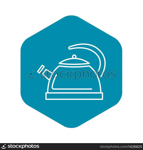 Whistle kettle icon. Outline whistle kettle vector icon for web design isolated on white background. Whistle kettle icon, outline style