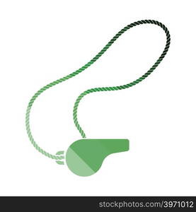 Whistle on lace icon. Flat color design. Vector illustration.