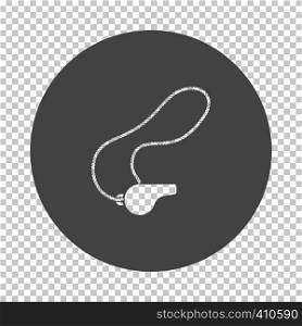 Whistle on lace icon. Subtract stencil design on tranparency grid. Vector illustration.