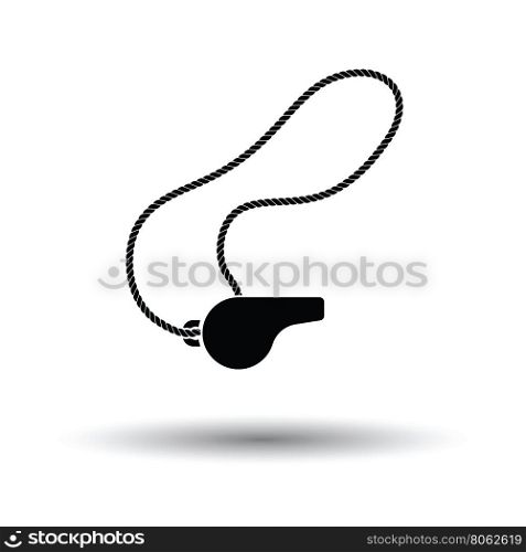 Whistle on lace icon. White background with shadow design. Vector illustration.