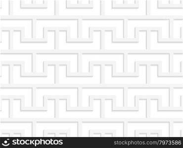 White 3D bracket grid.Seamless geometric background. Modern monochrome 3D texture. Pattern with realistic shadow and cut out of paper effect.
