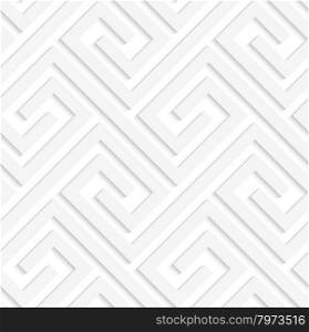 White 3D fastened spirals.Seamless geometric background. Modern monochrome 3D texture. Pattern with realistic shadow and cut out of paper effect.