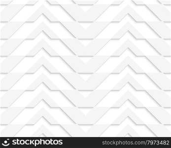 White 3D horizontally striped chevron.Seamless geometric background. Modern monochrome 3D texture. Pattern with realistic shadow and cut out of paper effect.