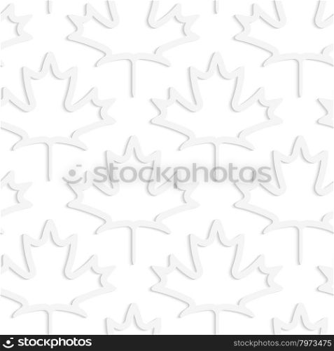White 3D maple leaves.Seamless geometric background. Modern monochrome 3D texture. Pattern with realistic shadow and cut out of paper effect.