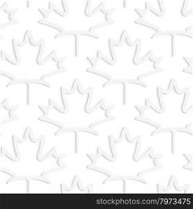 White 3D maple leaves.Seamless geometric background. Modern monochrome 3D texture. Pattern with realistic shadow and cut out of paper effect.