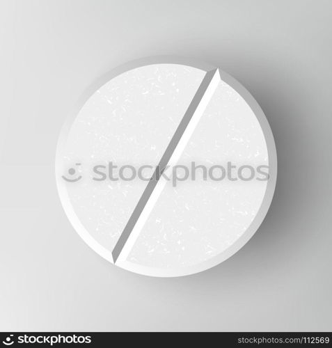 White 3D Medical Pill. White 3D Medical Pill Or Drug Vector Illustration. Graphic Empty Concept. Realistic Tablet